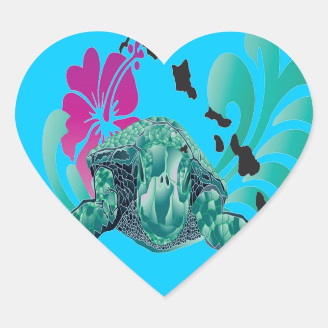 Sticker Cœur Îles Hawaï (Devant)