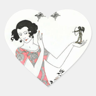 Sticker Cœur Illustration de mode Vintage des années 20 Cupid &