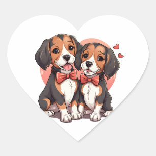 Sticker Cœur Illustration romantique de l'amour du Beagle chiot