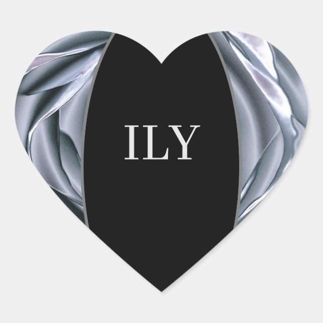 Sticker Cœur ILY Silver et Black (Devant)