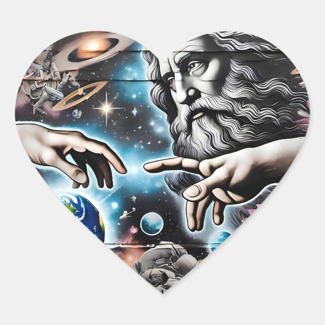 Sticker Cœur  image of god creating the universe (Devant)