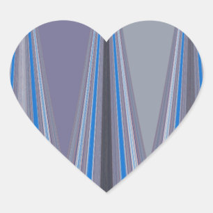 Sticker Cœur Impression d'art chevron bleu, violet, gris