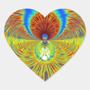Sticker Cœur Impression de Kaleidoscope coloré