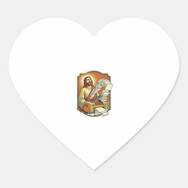 Sticker Cœur Impression feuille Excel Jésus 50 pages vides Bure (Devant)