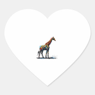 Sticker Cœur Impressionnisme coloré Style Giraffe Amoureux des