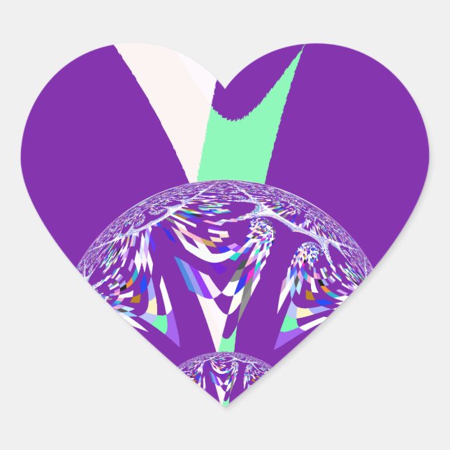 Sticker Cœur Imprimante d'art bleu rétro Cyan Kaleidoscope (Devant)