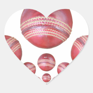 Sticker Cœur Imprimé Balle de Cricket pour Amoureux du Sport