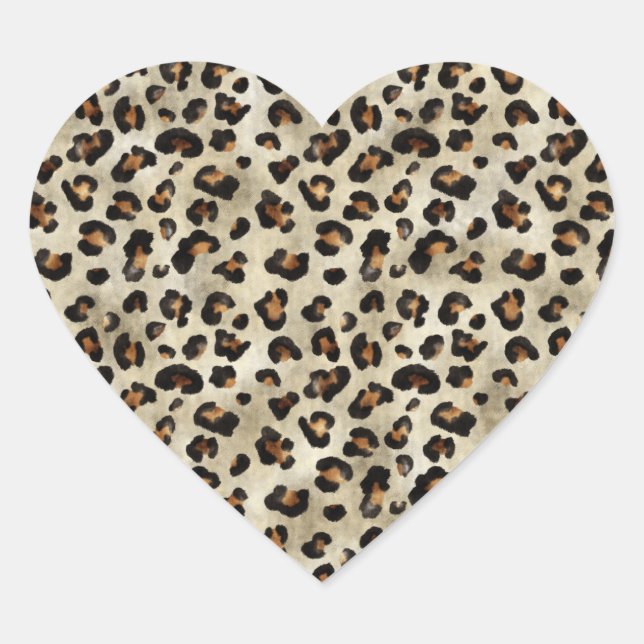Sticker Cœur Imprimé chic léopard Imprimé animal Motif de chat  (Devant)