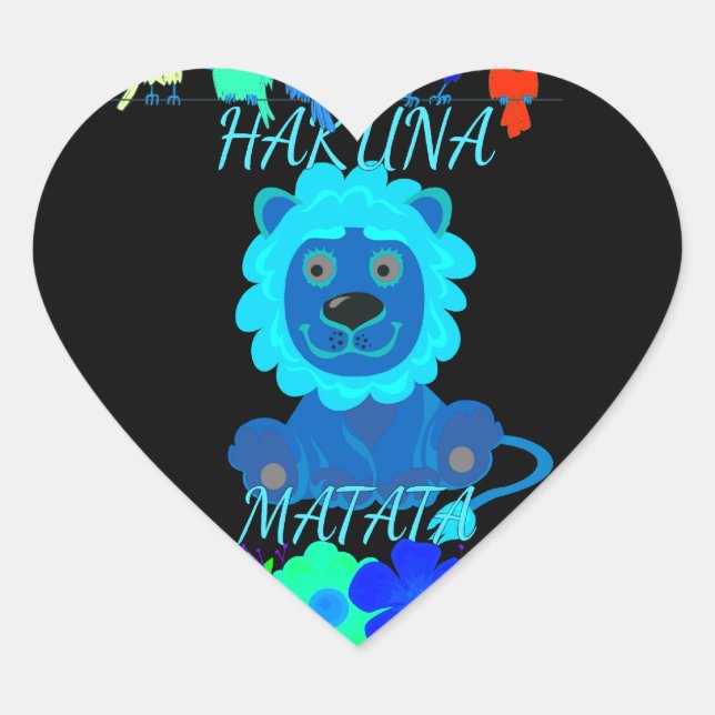 Sticker Cœur Imprimer Hakuna Matata Lion (Devant)
