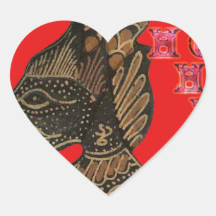 Sticker Cœur Indonesi Shadow Puppet Hohoho Design sur toile rou