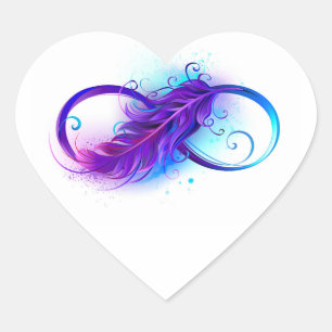 Sticker Cœur Infinity with purple feather