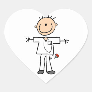 Sticker Cœur Infirmier homme représenté en bonhomme allumette