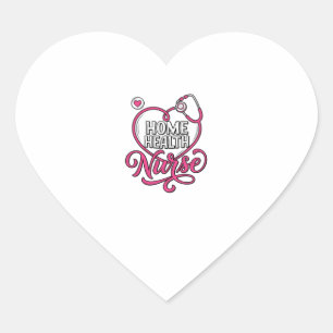 Sticker Cœur Infirmière à domicile Stéthoscope Rose Design de C