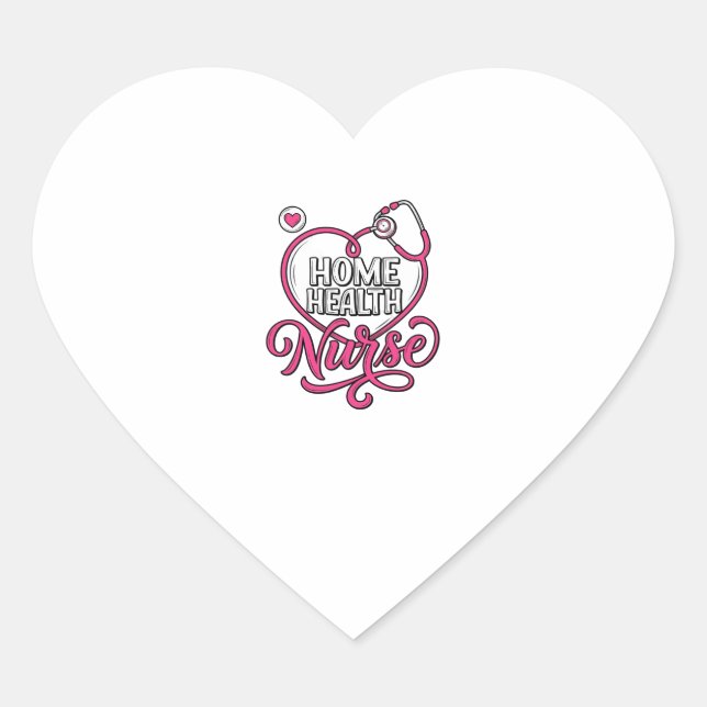 Sticker Cœur Infirmière à domicile Stéthoscope Rose Design de C (Devant)