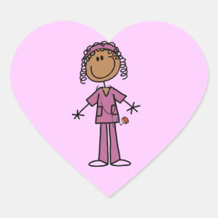 Sticker Cœur Infirmière afro-américaine