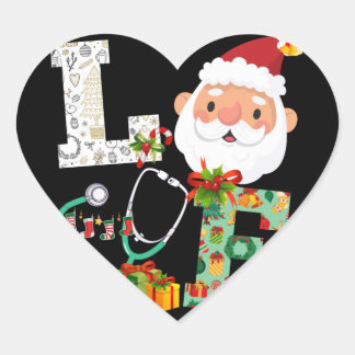 Sticker Cœur Infirmière Amour Noël Père Noël Noël Fête