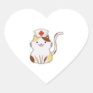 Sticker Cœur Infirmière de chats Kawaii