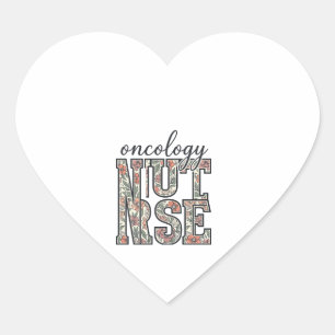 Sticker Cœur Infirmière en oncologie Floral Vintage