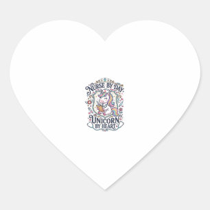 Sticker Cœur Infirmière Licorne de Jour Licorne de Coeur Fond B