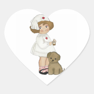 Sticker Cœur Infirmière vintage avec T-shirts et cadeaux chiots