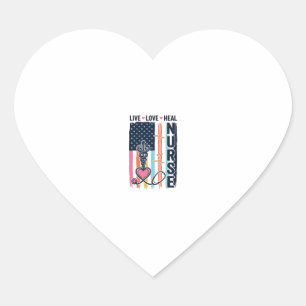 Sticker Cœur Infirmière Vive Amour Guérir Patriotique Vintage V