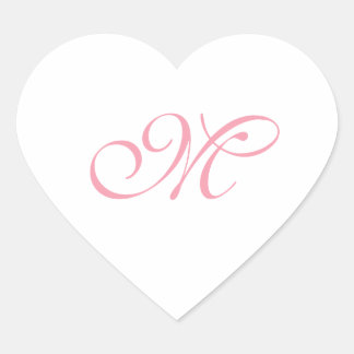 Sticker Cœur Initiale de monogramme rose élégant