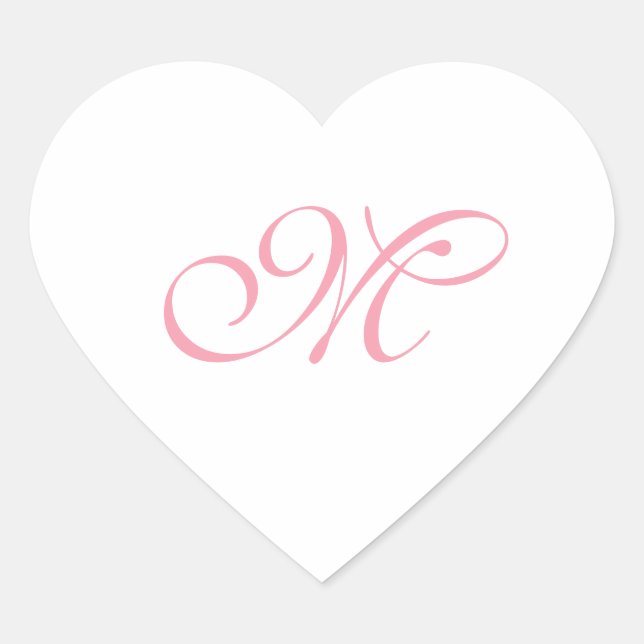 Sticker Cœur Initiale de monogramme rose élégant (Devant)