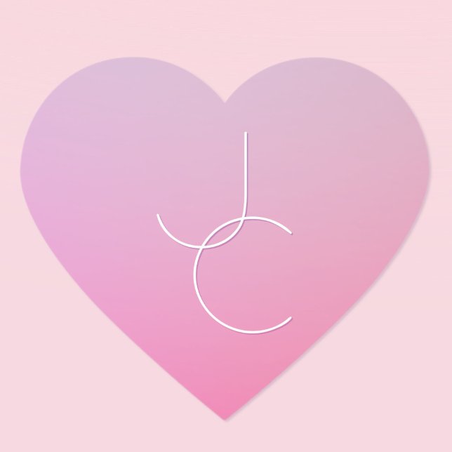 Sticker Cœur Initiales superposées Modernes 2 | Ombré rose (Créateur téléchargé)