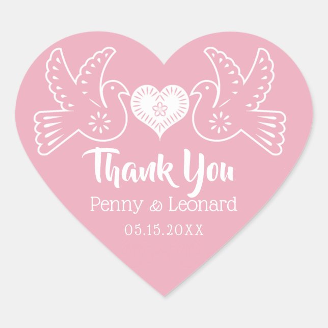 Sticker Cœur Inséparable rose Merci mexicain mariage préféré (Devant)