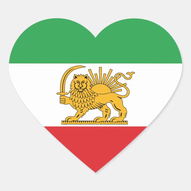 Sticker Cœur Iran Flag Lion And Sun Shah of Iran Flag (Devant)