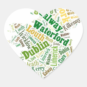 Sticker Cœur Ireland Cities Word Art