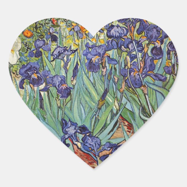 Sticker Cœur Iris de Van Gogh Peinture Impressionniste (Devant)