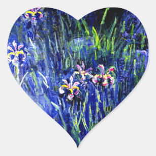 Sticker Cœur Irises, célèbre peinture florale de Claude Monet