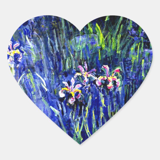 Sticker Cœur Irises, célèbre peinture florale de Claude Monet (Devant)
