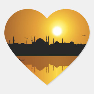 Sticker Cœur Istanbul et coucher de soleil