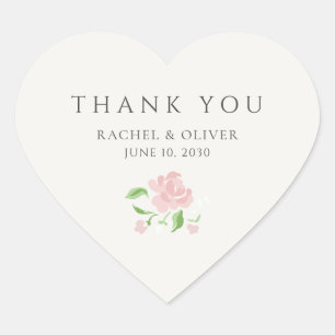 Sticker Cœur Ivoire Chic Remerciement Mariage Rose Blush