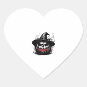 Sticker Cœur Jack-O-Lanterne - Citrouille d'Halloween effrayant