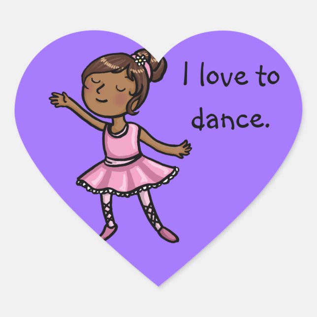 Sticker Cœur J'adore danser le ballet de dessin animé (Devant)