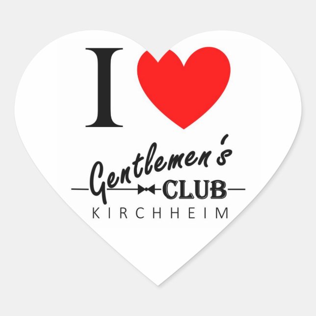 Sticker Cœur J'adore l'autocollant de coeur du Club de Gentleme (Devant)