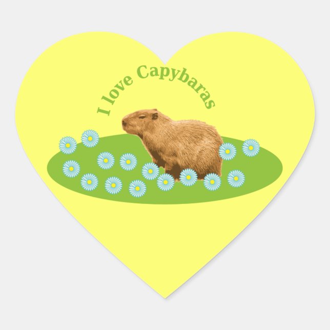 Sticker Cœur J'adore les capybaras (Devant)
