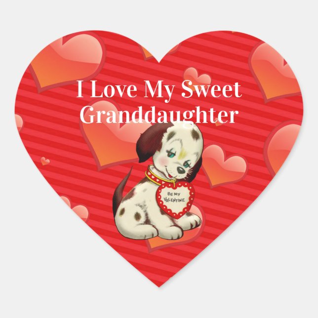 Sticker Cœur J'adore ma douce petite-fille, (Devant)
