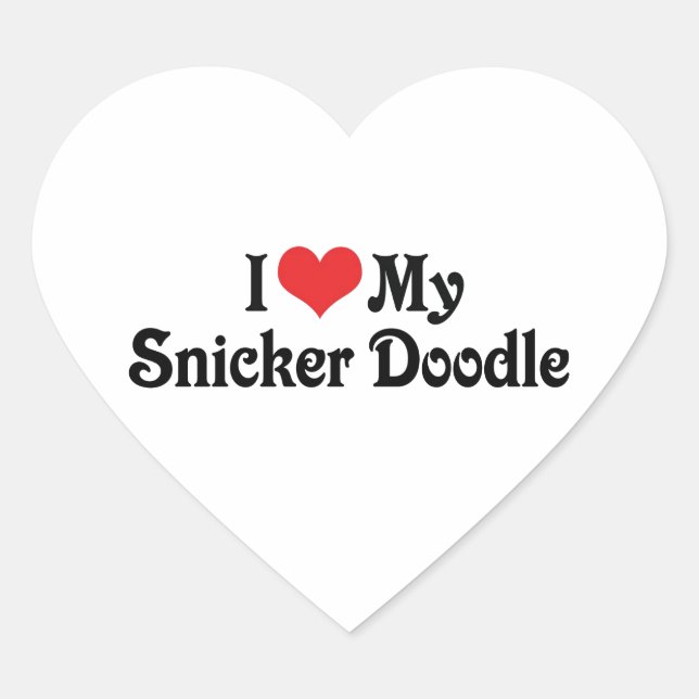 Sticker Cœur J'adore mon Snicker Doodle (Devant)