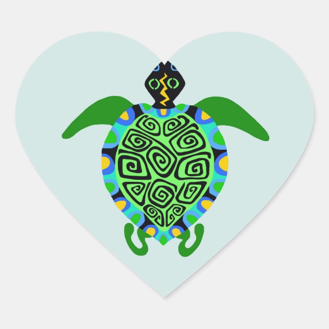 Sticker Cœur J'adore Sea TURTLES - La faune marine - Spray (Devant)
