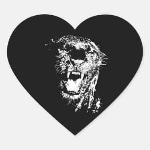 Sticker Cœur Jaguar - Panthère noire