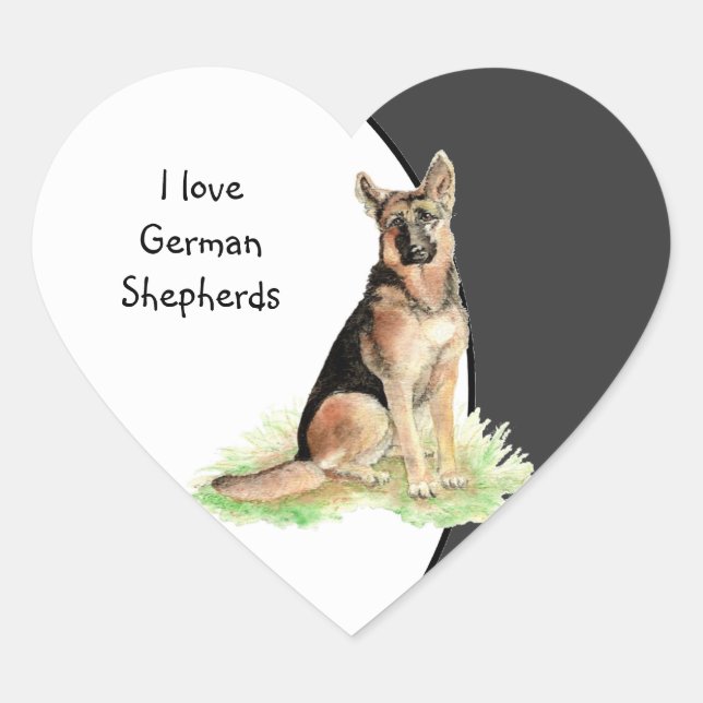 Sticker Cœur J'aime berger allemand chien, animal de compagnie  (Devant)
