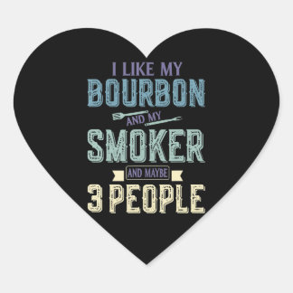 Sticker Cœur J'Aime Bourbon Et Mon Fumeur Et Peut-Être 3 Person