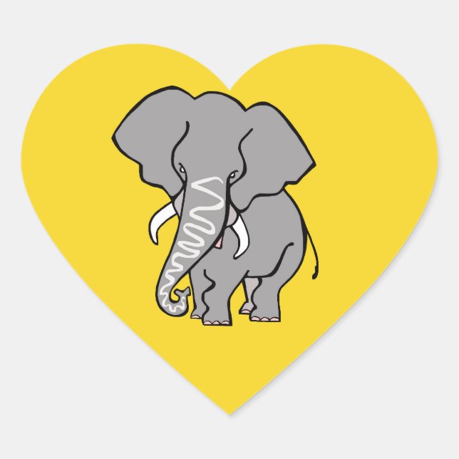 Sticker Cœur J'aime ELEPHANTS - Faune - Jaune (Devant)
