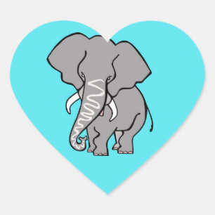 Sticker Cœur J'aime ELEPHANTS - Faune - Nature