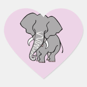 Sticker Cœur J'aime ELEPHANTS - Faune - Nature - Rose