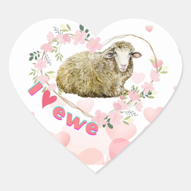 Sticker Cœur J'aime Ewe (Devant)